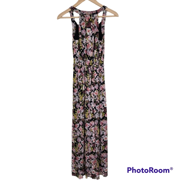 Sunday in Brooklyn Black Pink Floral V Neck Sleeveless Maxi Dress Sz XS - Picture 11 of 11